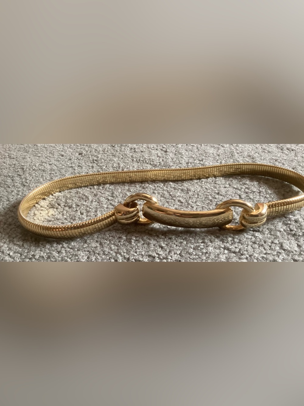 Gold-Tone Chain Belt with Curved Bar Accent